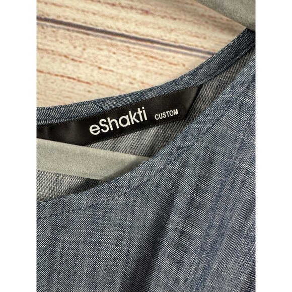 eShakti Custom Chambray Embroidered‎ A-Line Dress Women's Size Small Blue - Picture 8 of 13